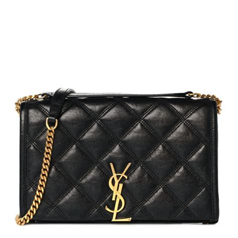 SAINT LAURENT Lambskin Diamond Quilted Becky Chain Wallet 